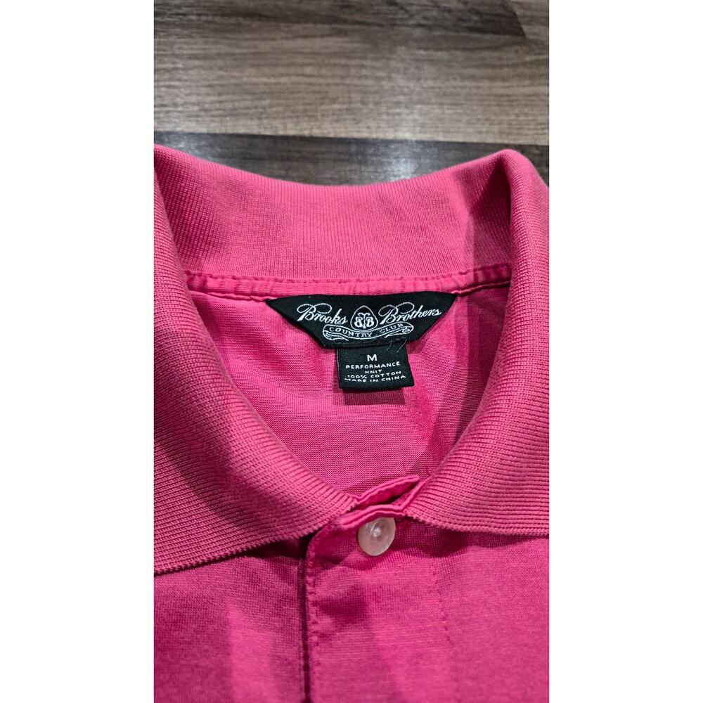 Brooks Brothers Country Club Polo Mens M Pink Performance Knit 100% Cotton Golf - Picture 2 of 12